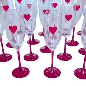 NWT Red Stem & Heart Champagne Flutes 10 left!